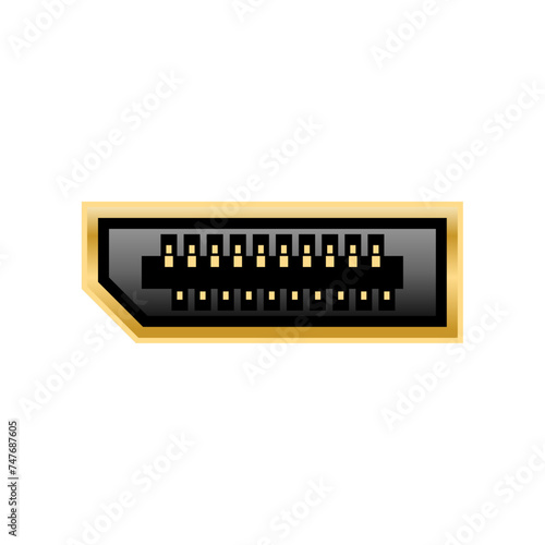 シンプルなイラスト_黒いDisplay オス_差込口（ポート）