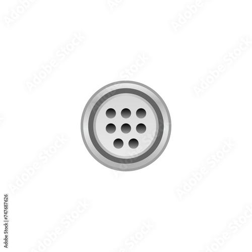 シンプルなイラスト_黒いRS-232Cケーブル 8ピン メス_差込口（ポート）