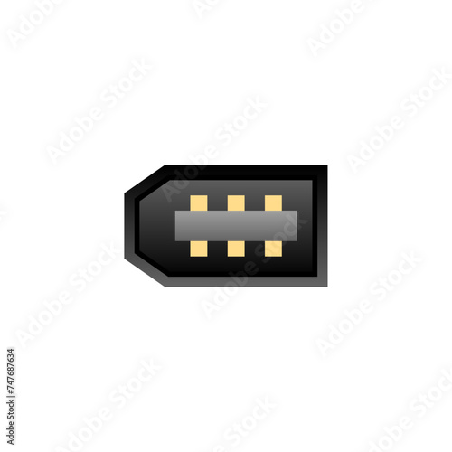 シンプルなイラスト_黒いIEEE1394ケーブル 6ピン オス_差込口（ポート）