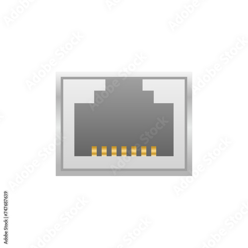 シンプルなイラスト_黒いLAN_差込口（ポート）