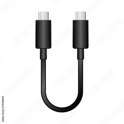 シンプルなイラスト_黒い変換ケーブル_USB Type-CからUSB Type-C