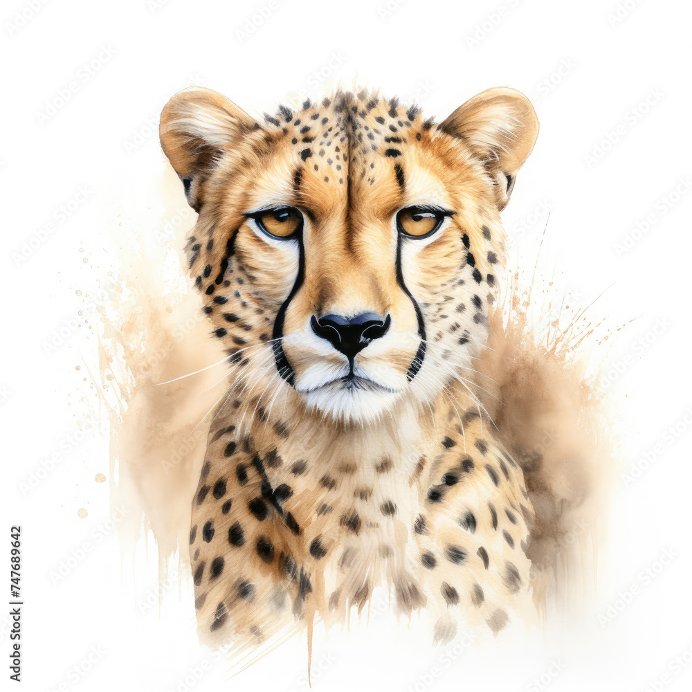illustration of cheetah splashing watercolor illustration of cheetah splashing watercolor