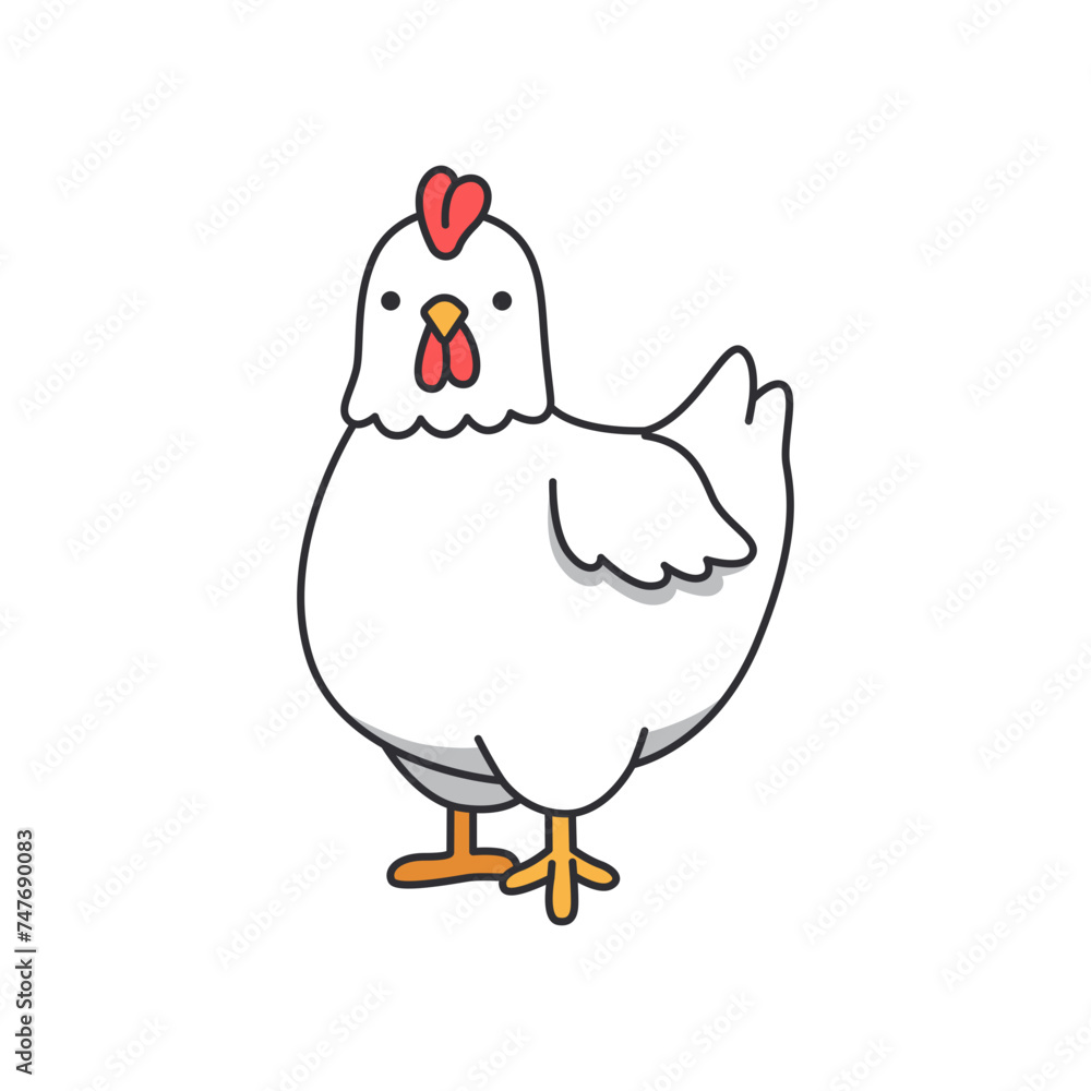chicken doodle icon on white background for your web design