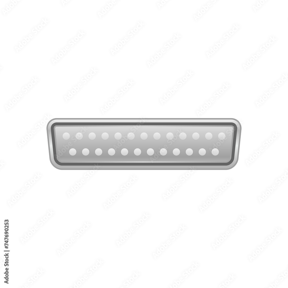 シンプルなイラスト_黒いRS-232Cケーブル 25ピンオス_差込口(ポート) シンプルなイラスト_黒いRS-232Cケーブル 25ピンオス_差込口(ポート)