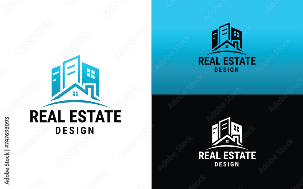 minimal abstract real estate construction building logo design, abstract building logo,