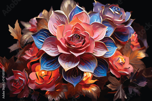 colorful dahlia on black