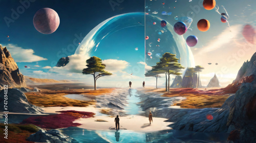 spaceship and planet earth