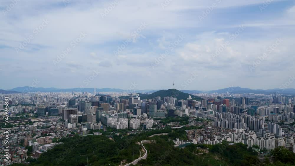 Seoul cityscape seen from Inwangsan Mountain, South Korea