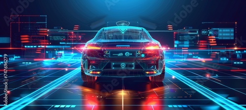 Autonomous smart intelligent car system technology. Generative AI technology. 