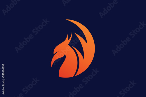 bird phoenix element design with simple concept