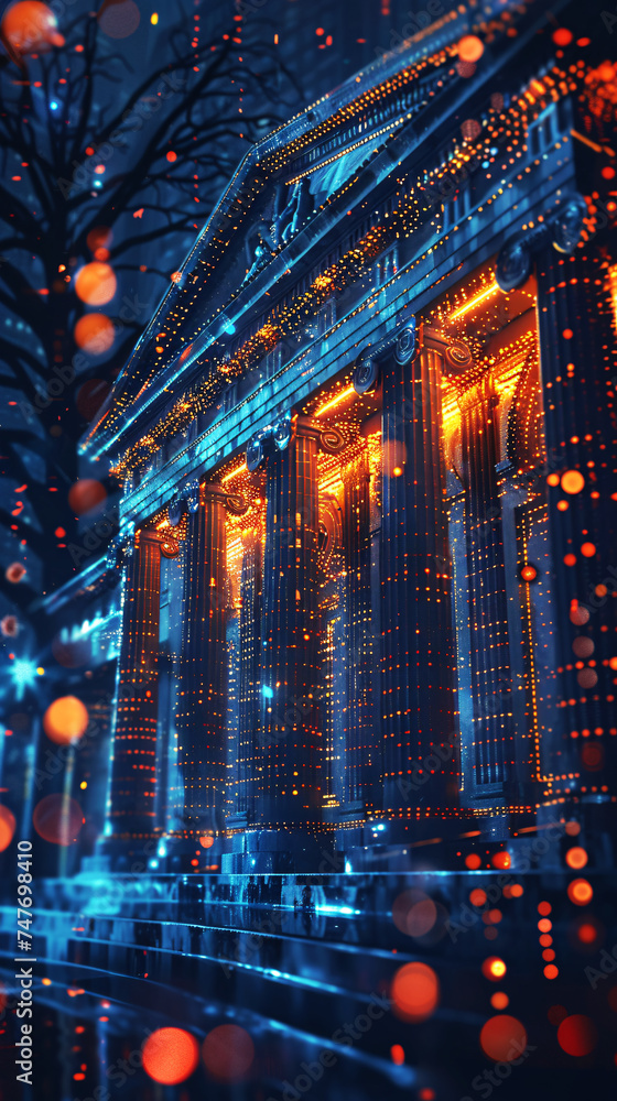 Digital Art of Neo-Classical Architecture in Lights