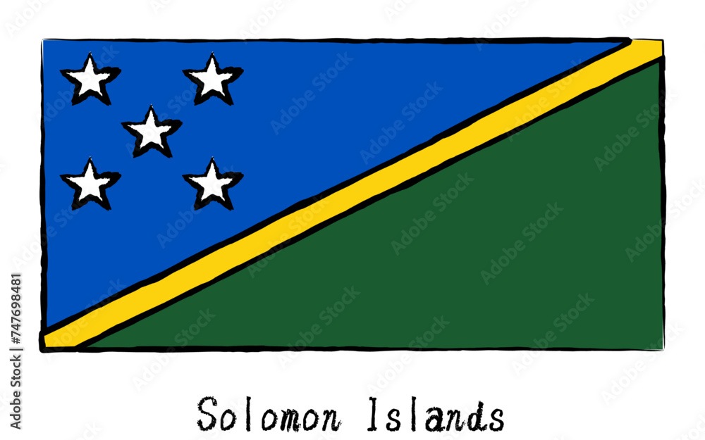 Analog hand-drawn style World Flag, Solomon Islands