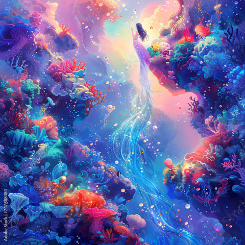 Enchanting Mermaid in a Vibrant Underwater World © INsprThDesign