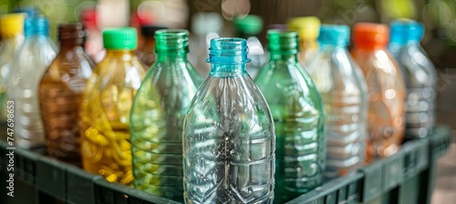 Bottle plastic trash. Environmental garbage problem. Generative AI technology. 