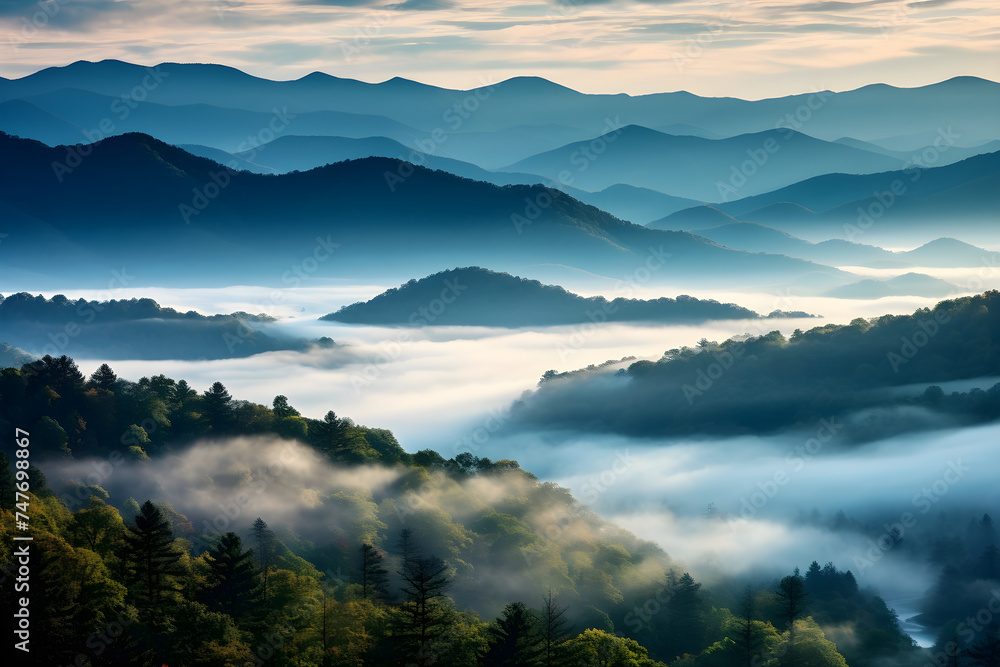 Morning Glow on the Majestic Appalachian Mountains: Nature's Serene Beauty Captured