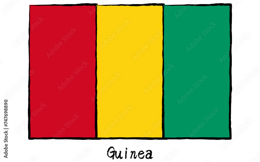 Fototapeta premium Analog hand-drawn world flag, Guinea