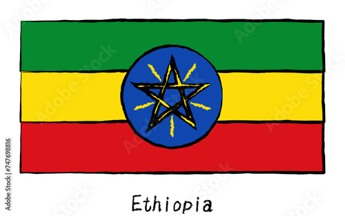 Analog hand-drawn world flag, Ethiopia