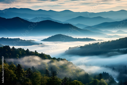 Morning Glow on the Majestic Appalachian Mountains: Nature's Serene Beauty Captured © Adeline