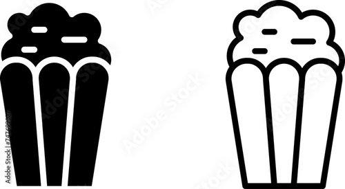 popcorn icon, sign, or symbol in glyph and line style isolated on transparent background. Vector illustration