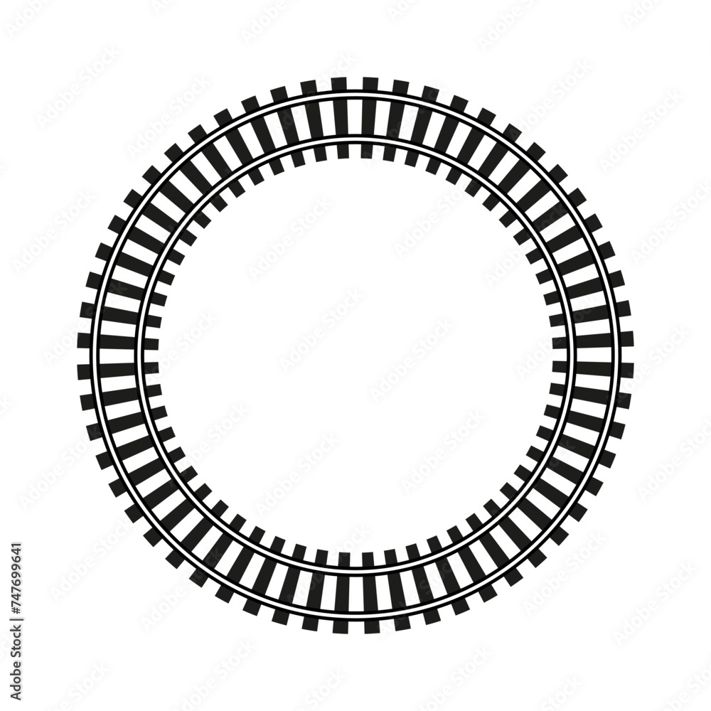 Circular railway track design. Geometric transportation pattern. Simple, industrial. Vector illustration. EPS 10.