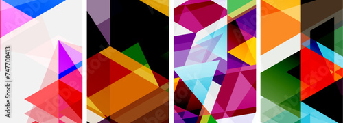 Colorful bright triangles with various colors and transparencies. Vector illustration For Wallpaper  Banner  Background  Card  Book Illustration  landing page