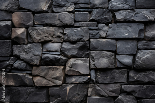 Natural black stone wall