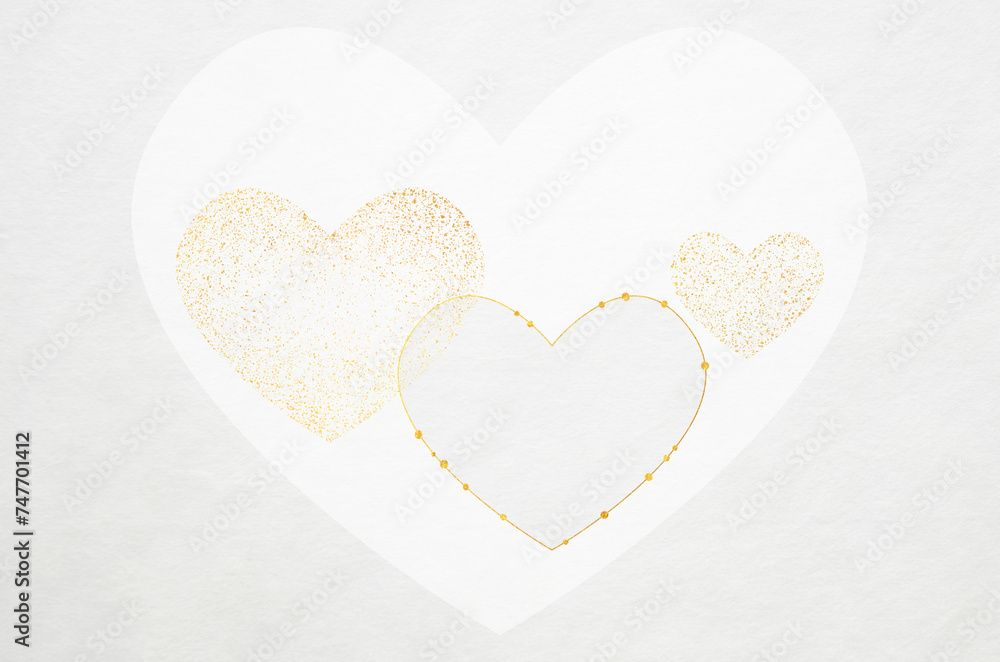 Washi paper texture with golden hearts. Luxury abstract japanese style background. Washi paper texture with golden hearts. Luxury abstract japanese style background.