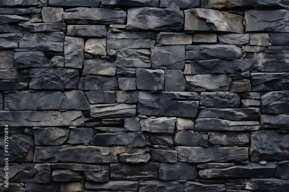 Natural black stone wall