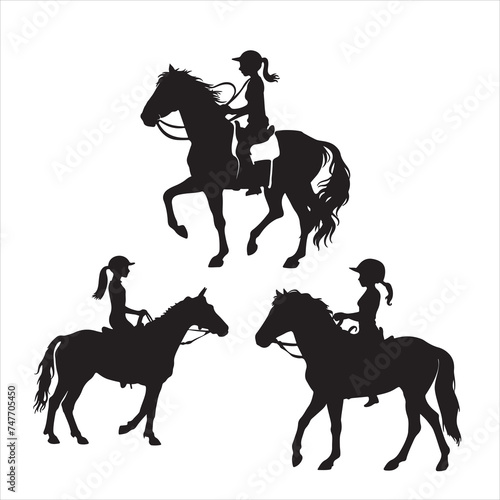 Black horse silhouettes. vector illustration for the design