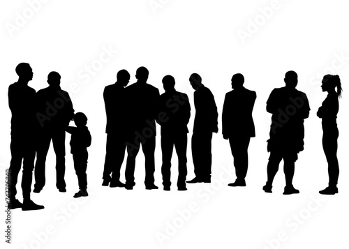 Big crowds people walking on white background