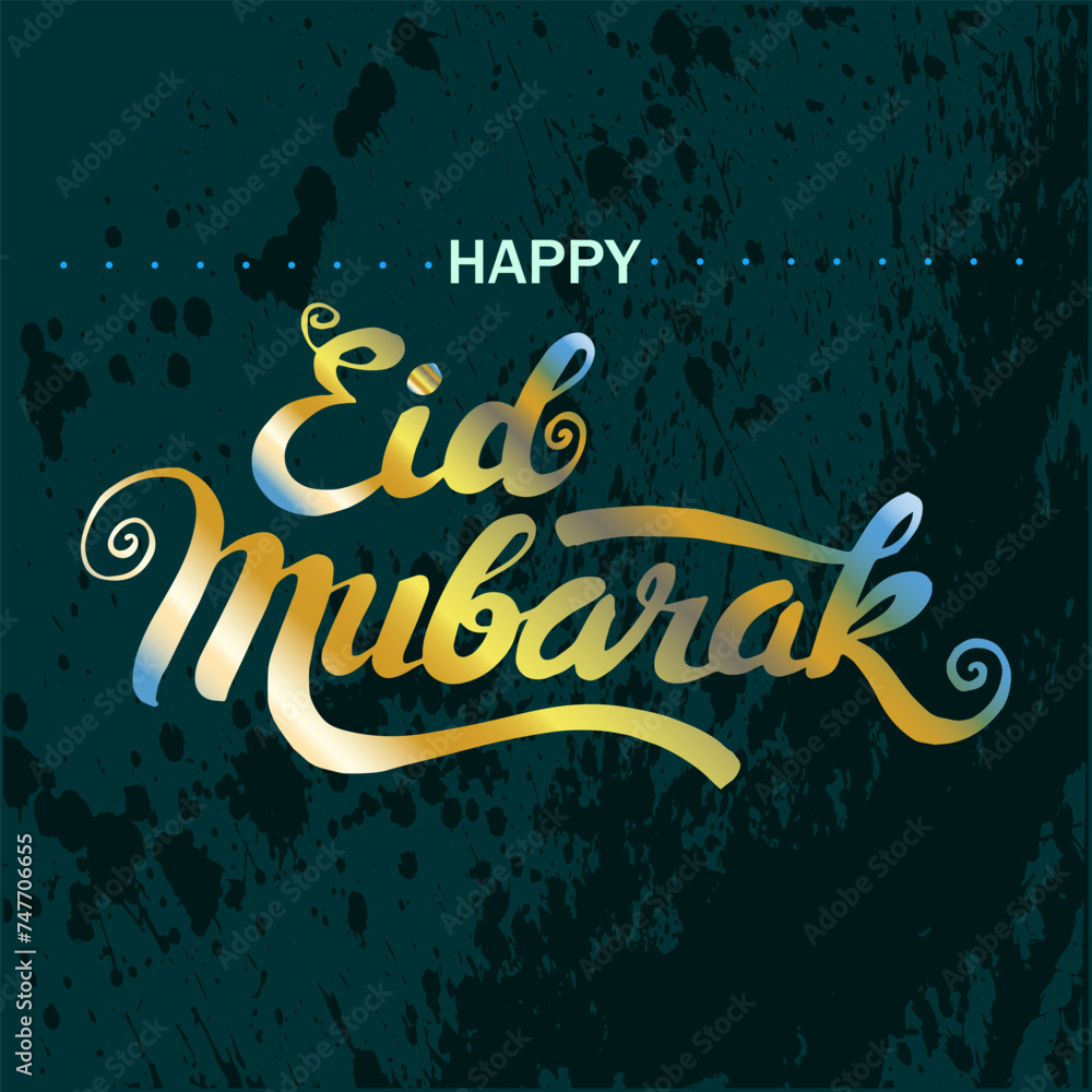 Eid mubarak handlettering background vector