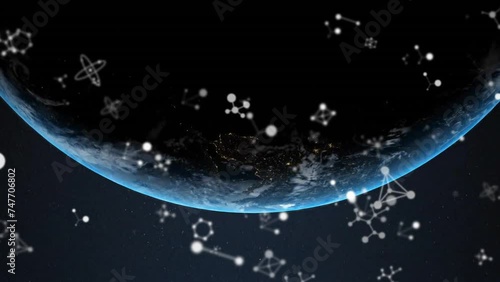 Wallpaper Mural Animation of white communication networks and globe on dark background Torontodigital.ca