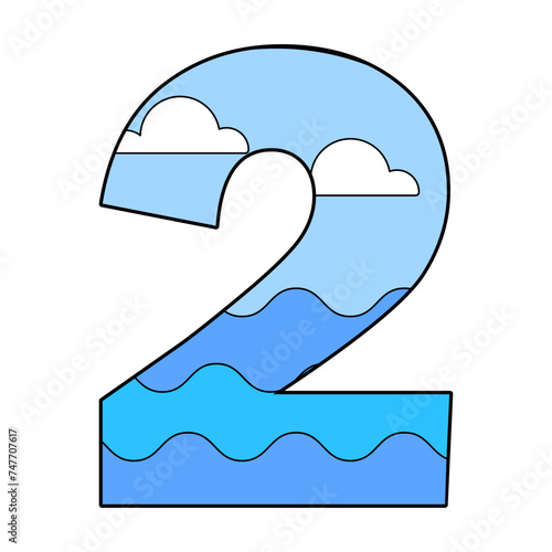 Second day of creation. Sky meets sea. Divine firmament symbol. Vector illustration. EPS 10.