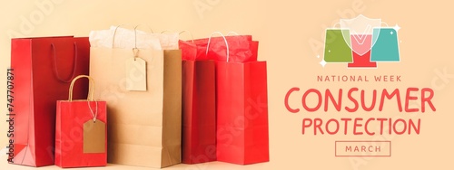 Banner for National Consumer Protection Week with shopping bags