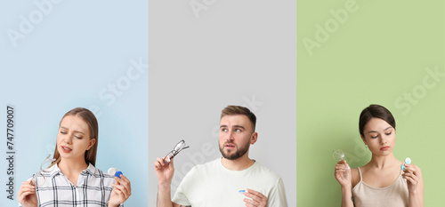 Set of people choosing betw...