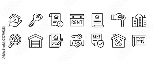 Rent Icon Set. Vector Graphic Illustration.