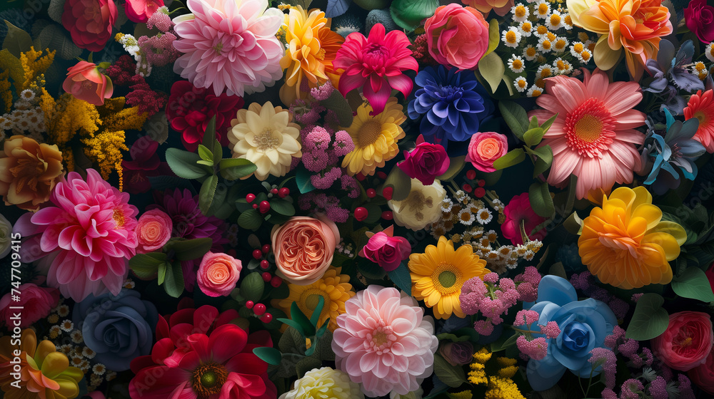 Colorful flowers for web background