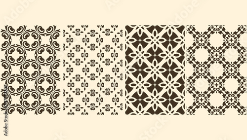 Decorative vintage Geometric floral set of seamless patterns minimalistic seamless patterns set