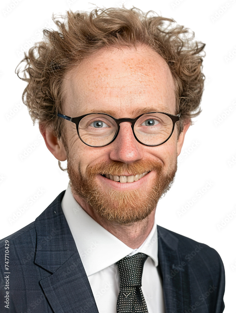 professional headshot in a white background of male wearing suit, nice tie, nice smile PNG photo