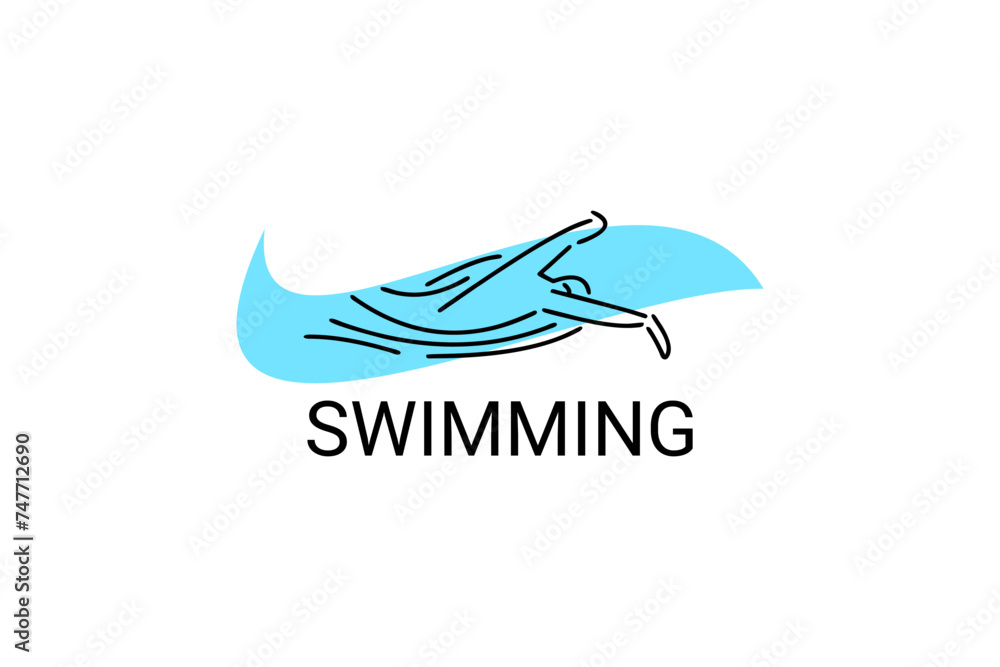swimming sport vector line icon. An athlete is taking part in a swimming competition, sport pictogram, vector illustration. swimming sport vector line icon. An athlete is taking part in a swimming competition, sport pictogram, vector illustration.