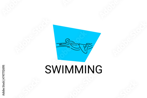 swimming sport vector line icon. An athlete is taking part in a swimming competition, sport pictogram, vector illustration.
