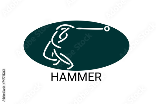hammer throw sport vector line icon. hammer throw stance. sport pictogram, vector illustration.