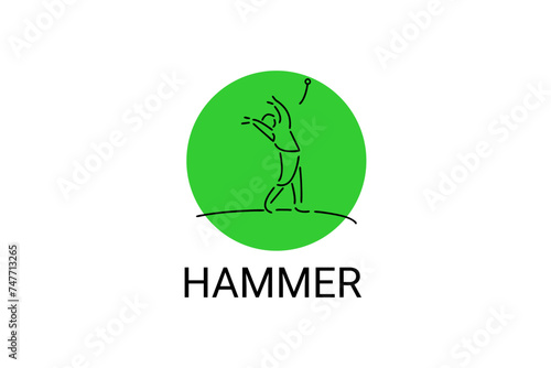 hammer throw sport vector line icon. hammer throw stance. sport pictogram, vector illustration.