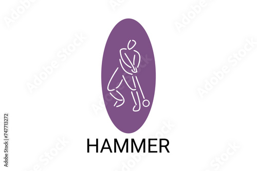 hammer throw sport vector line icon. hammer throw stance. sport pictogram, vector illustration.