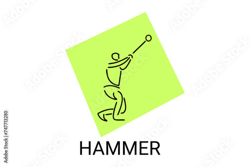 hammer throw sport vector line icon. hammer throw stance. sport pictogram, vector illustration.
