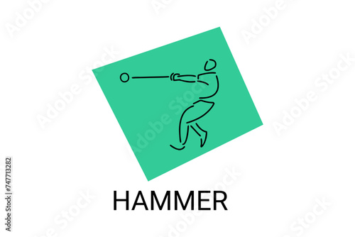 hammer throw sport vector line icon. hammer throw stance. sport pictogram, vector illustration.