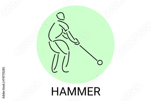 hammer throw sport vector line icon. hammer throw stance. sport pictogram, vector illustration.