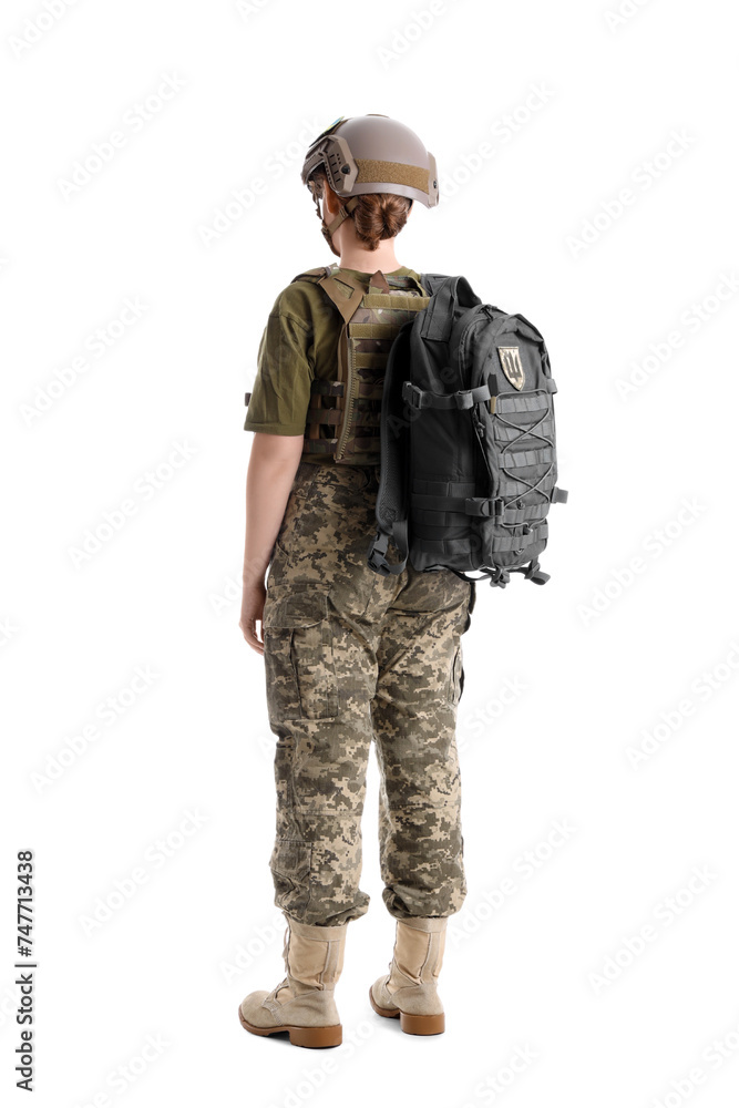 Young female soldier isolated on white Young female soldier isolated on white