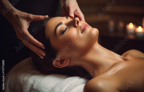 Beautiful woman massage in beauty and spa salon, treatment and spa concept.