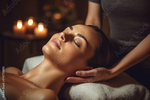 Beautiful woman massage in beauty and spa salon, treatment and spa concept.
